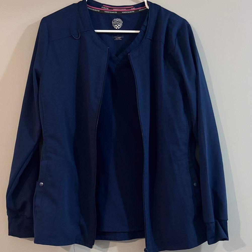 Vince Camuto Deep Blue Short Sleeve Scrub Top and Jacket